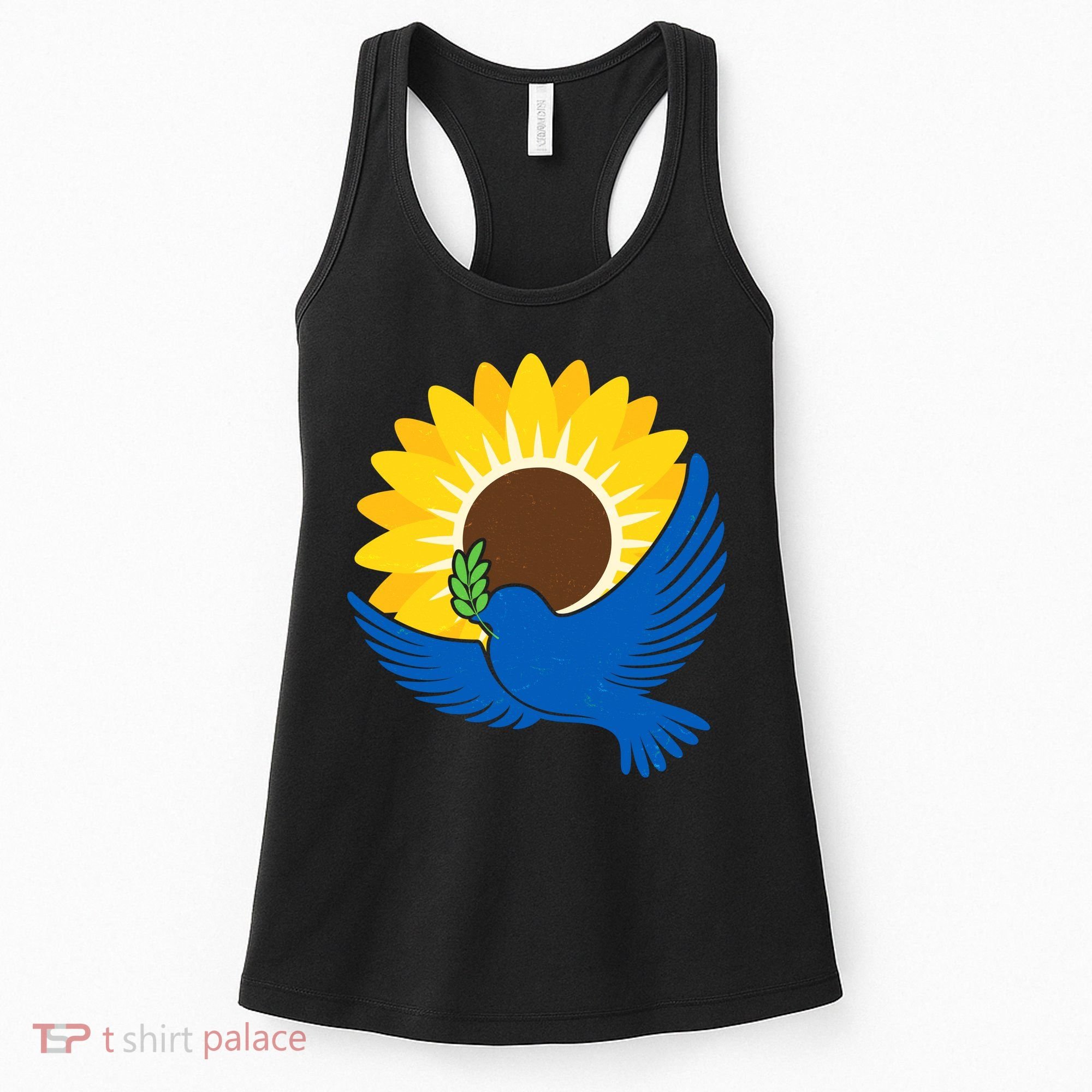 Sunflower Peace Dove Stand With Ukraine End The War Women's Tank Top