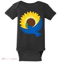 Sunflower Peace Dove Stand With Ukraine End The War Baby Bodysuit thumb 0