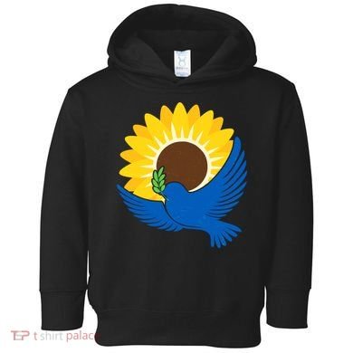 Sunflower Peace Dove Stand With Ukraine End The War Toddler Hoodie