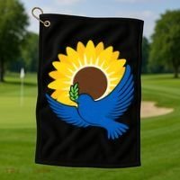 Sunflower Peace Dove Stand With Ukraine End The War Golf Towel thumb 1