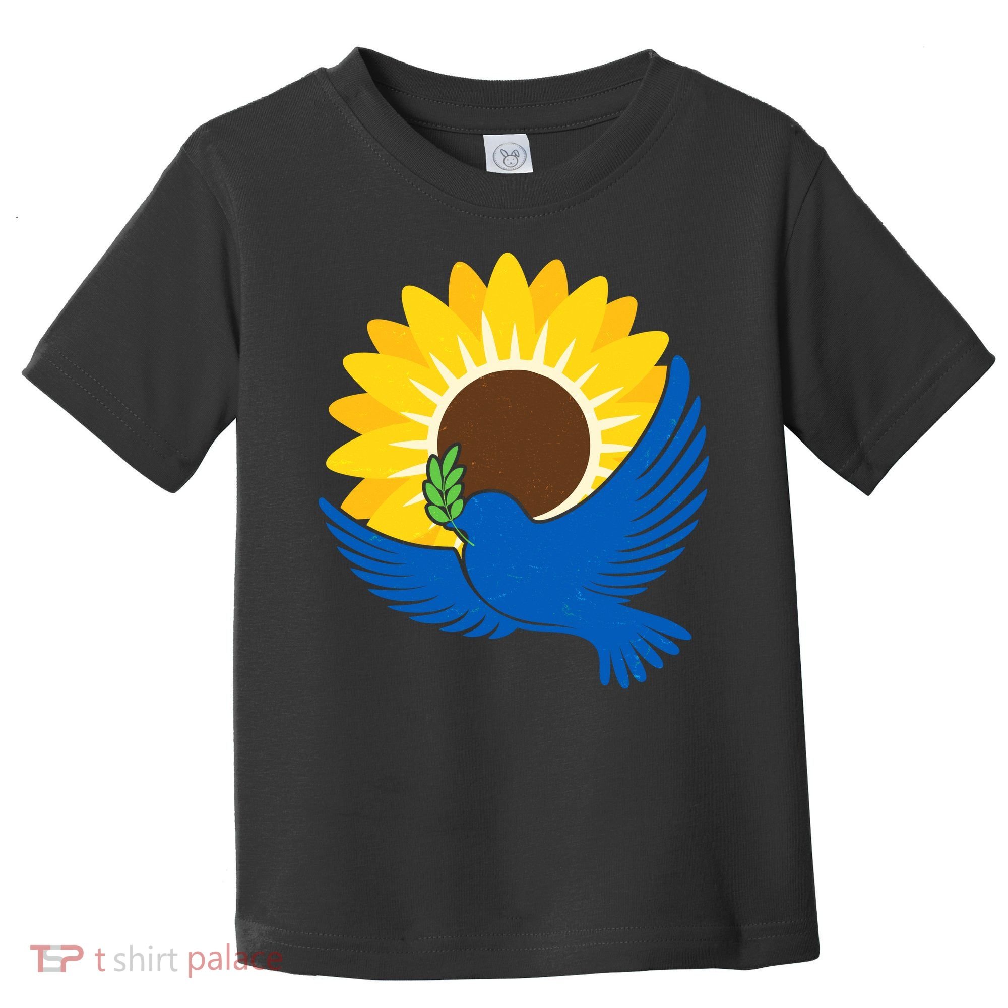 Sunflower Peace Dove Stand With Ukraine End The War Toddler T-Shirt
