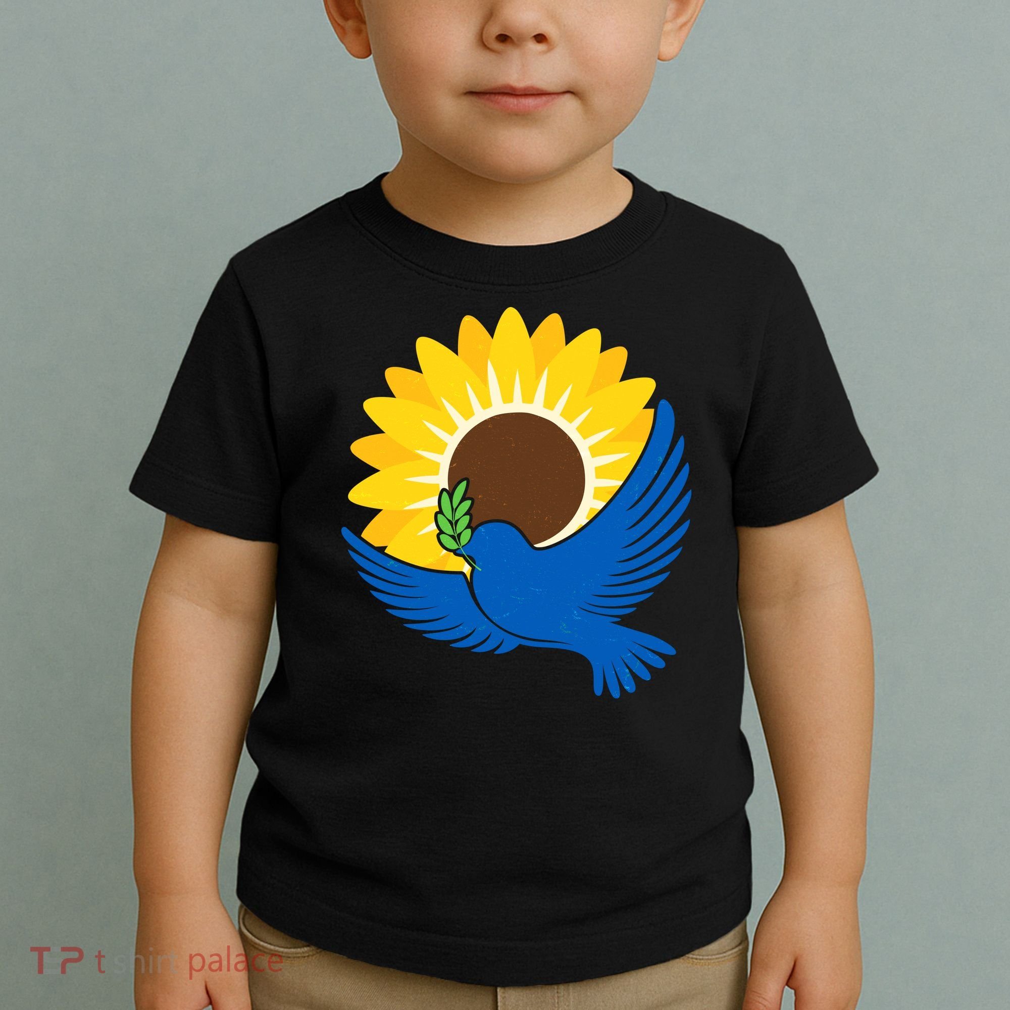 Sunflower Peace Dove Stand With Ukraine End The War Toddler T-Shirt