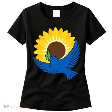 Sunflower Peace Dove Stand With Ukraine End The War Women's T-Shirt