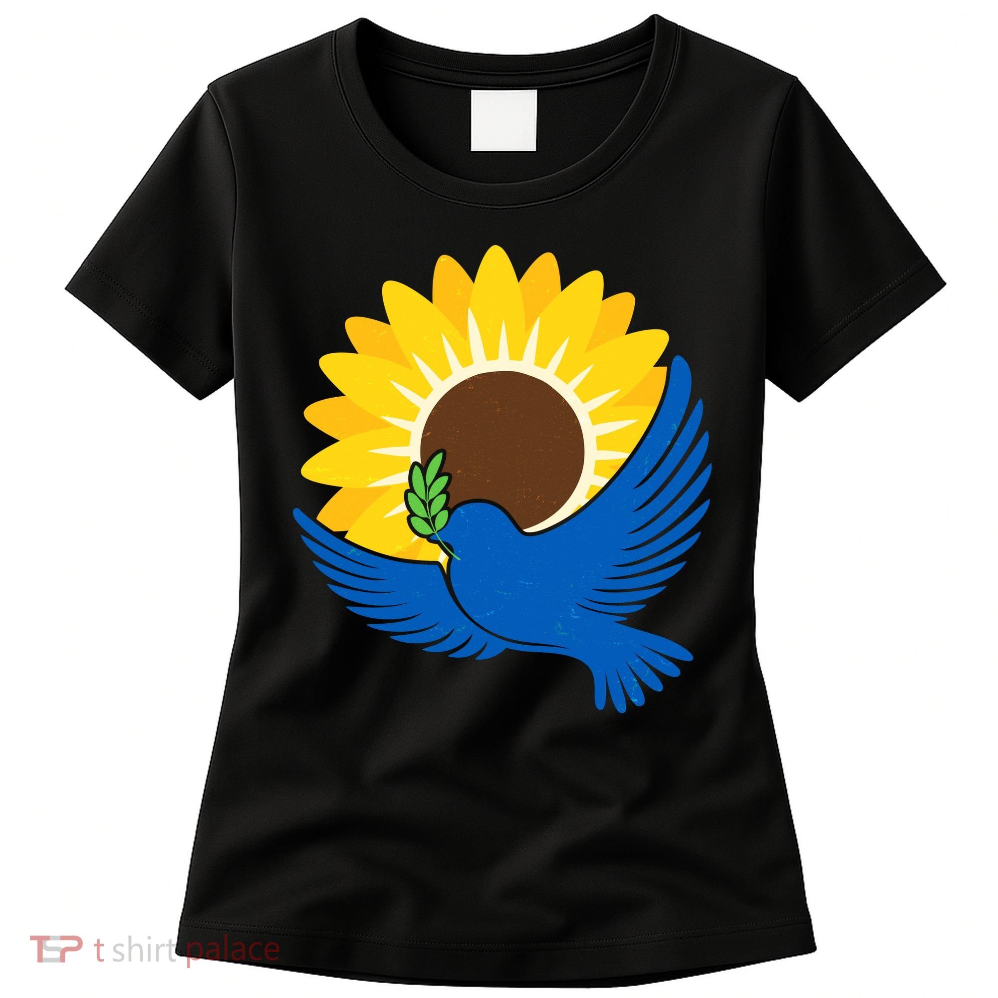 Sunflower Peace Dove Stand With Ukraine End The War Women's T-Shirt