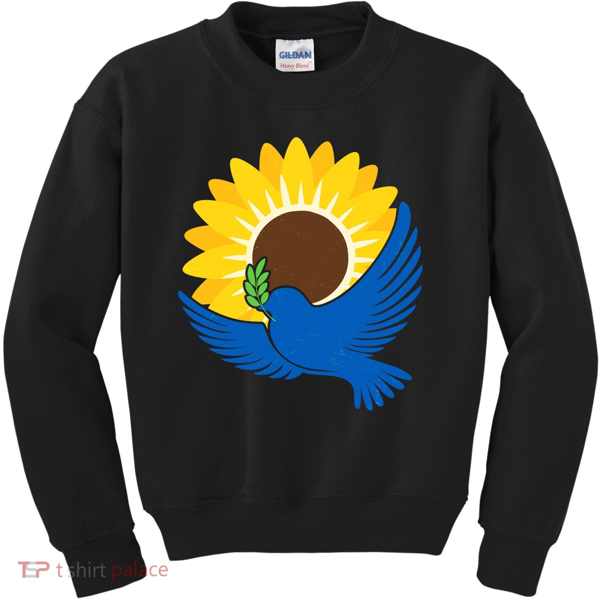 Sunflower Peace Dove Stand With Ukraine End The War Kids Sweatshirt