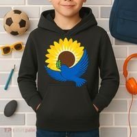 Sunflower Peace Dove Stand With Ukraine End The War Kids Hoodie thumb 2