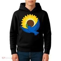 Sunflower Peace Dove Stand With Ukraine End The War Kids Hoodie thumb 4