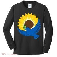 Sunflower Peace Dove Stand With Ukraine End The War Kids Long Sleeve Shirt thumb 0