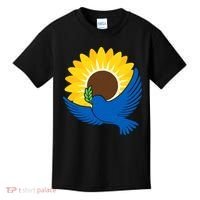 Sunflower Peace Dove Stand With Ukraine End The War Kids T-Shirt thumb 0
