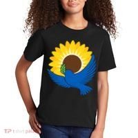 Sunflower Peace Dove Stand With Ukraine End The War Kids T-Shirt thumb 2