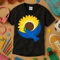 Sunflower Peace Dove Stand With Ukraine End The War Kids T-Shirt thumb 3
