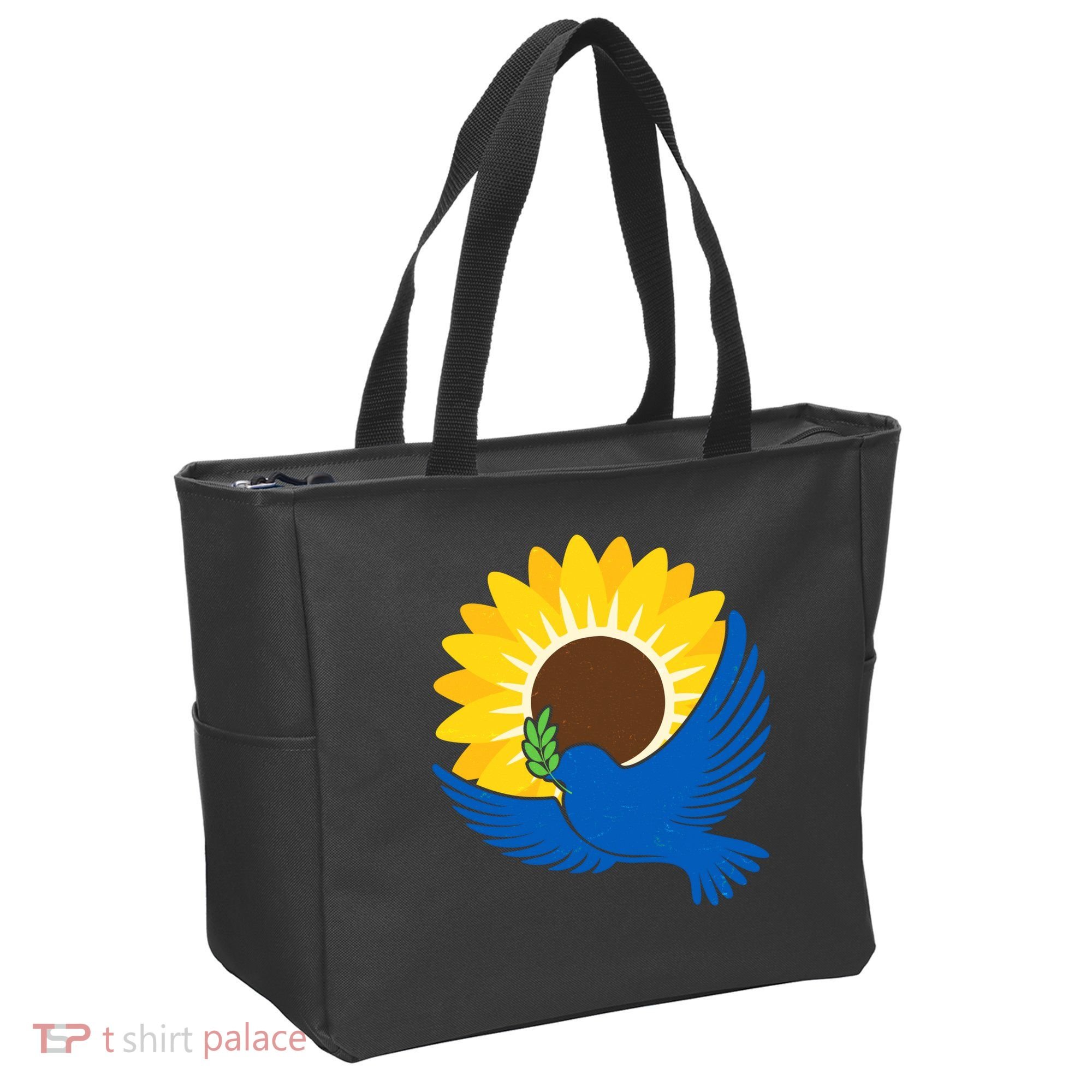 Sunflower Peace Dove Stand With Ukraine End The War Tote Bag