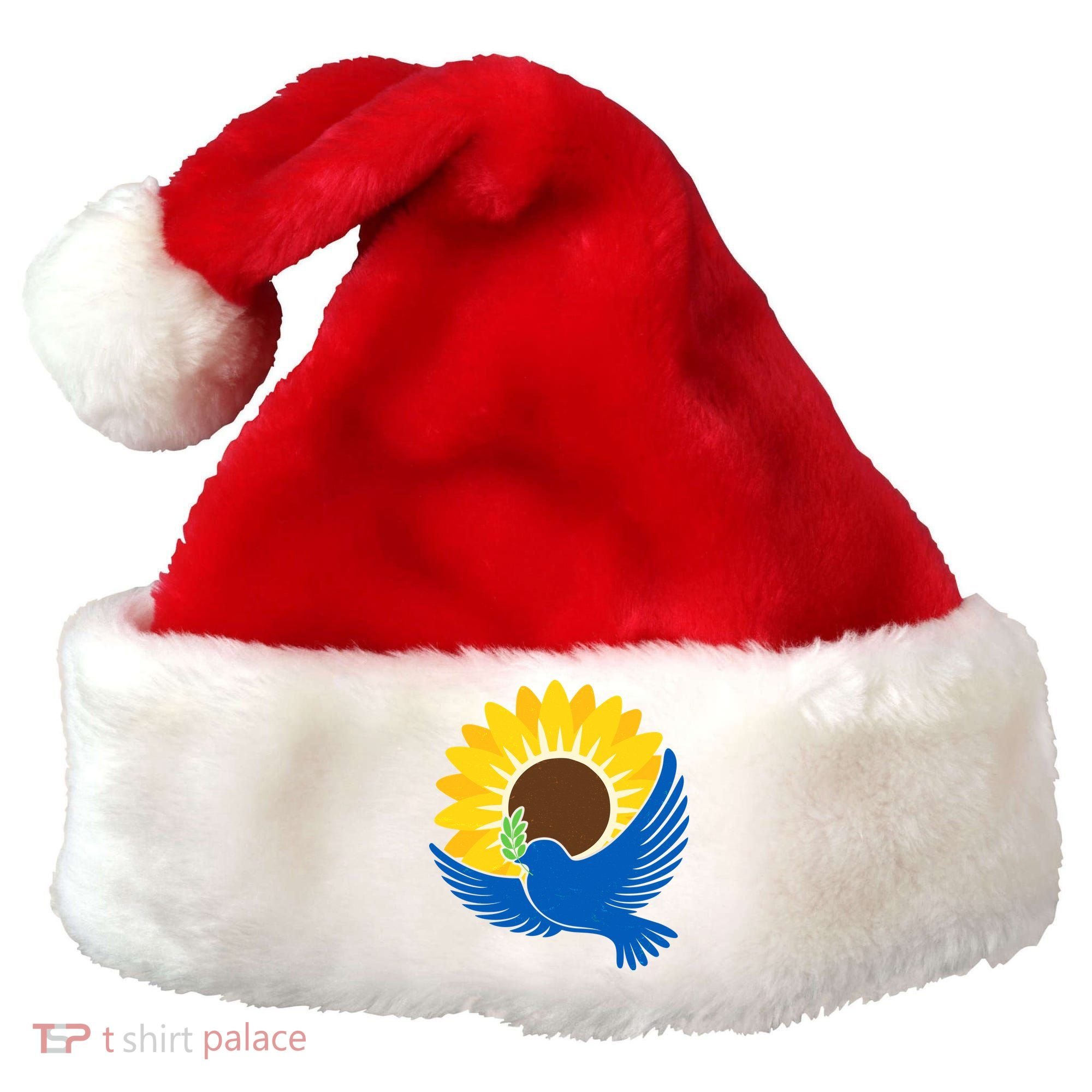 Sunflower Peace Dove Stand With Ukraine End The War Santa Hat