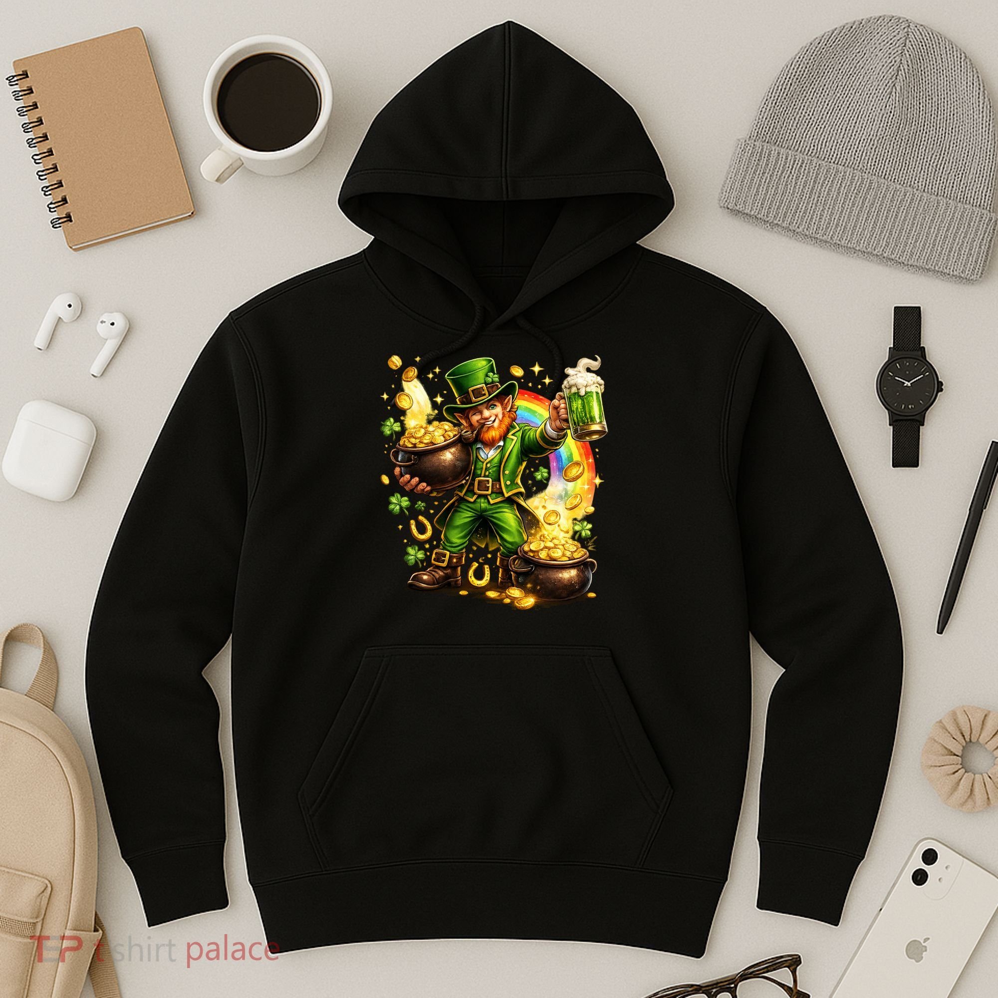 St Patricks Day Irish Leprechaun Pot Of Gold Hoodie