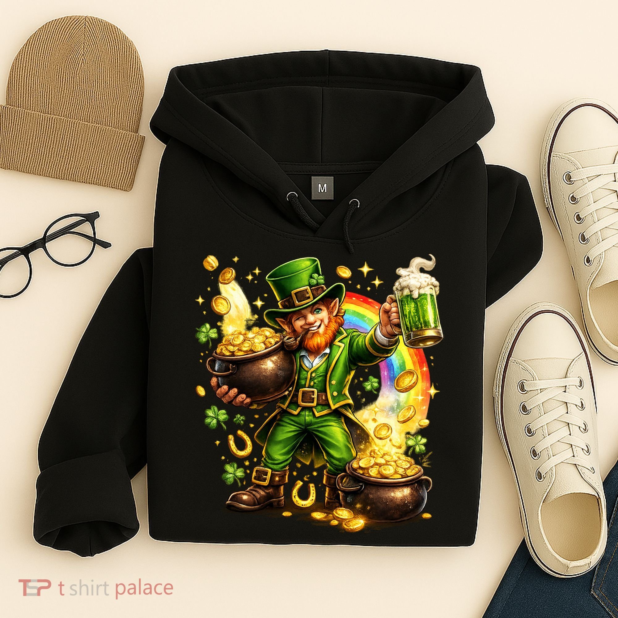 St Patricks Day Irish Leprechaun Pot Of Gold Hoodie