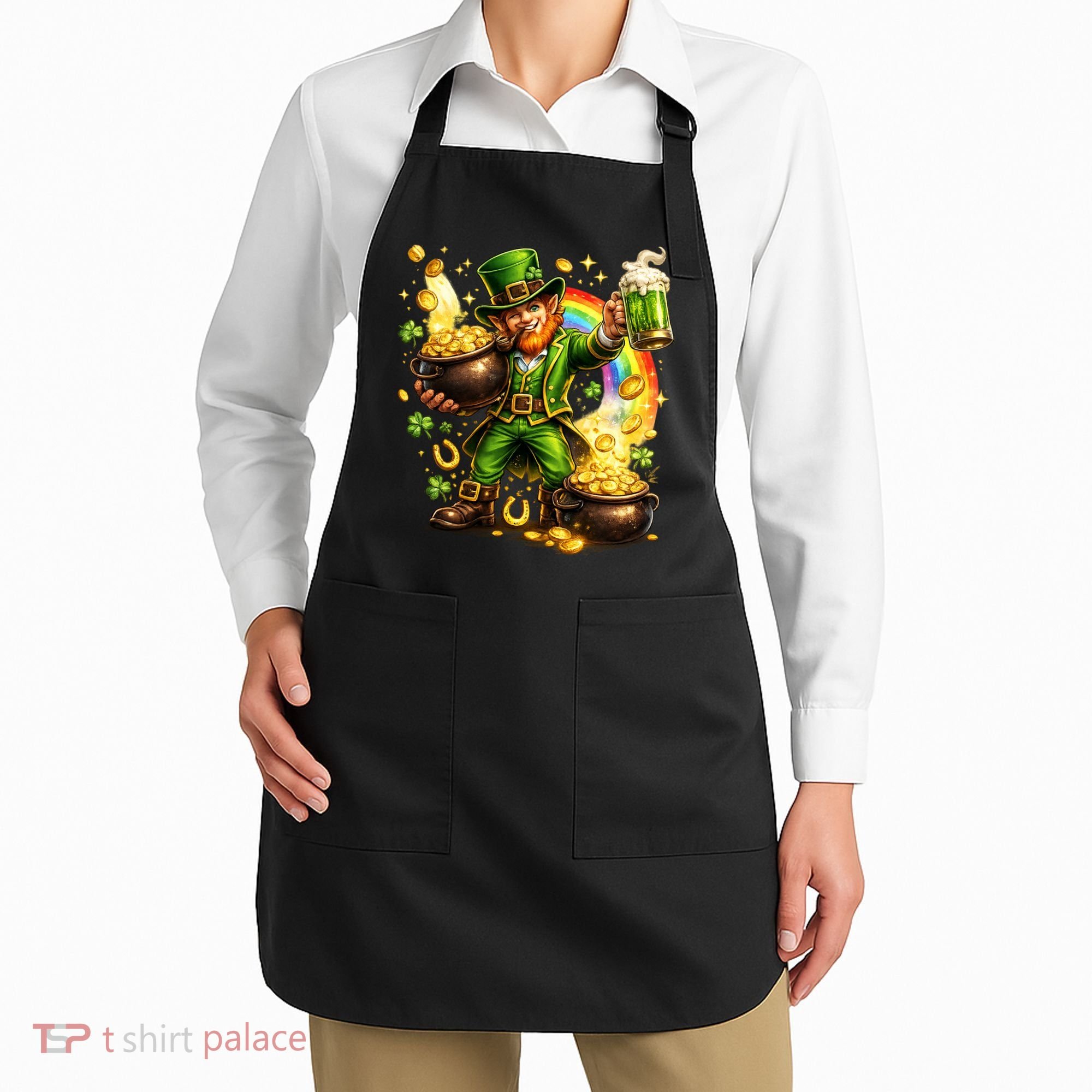 St Patricks Day Irish Leprechaun Pot Of Gold Apron