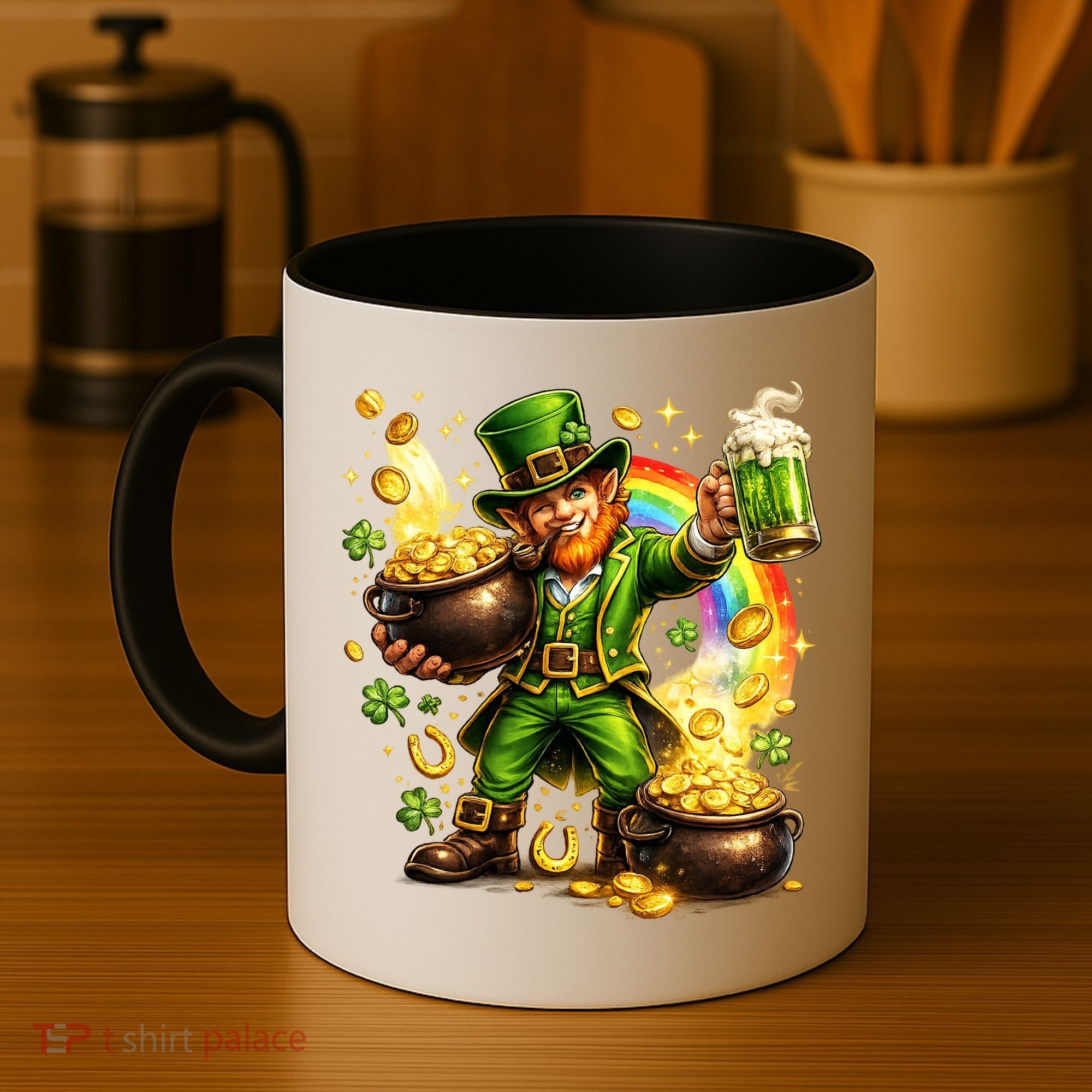 St Patricks Day Irish Leprechaun Pot Of Gold Coffee Mug