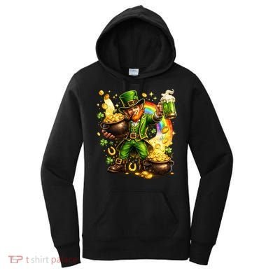 St Patricks Day Irish Leprechaun Pot Of Gold Women's Hoodie