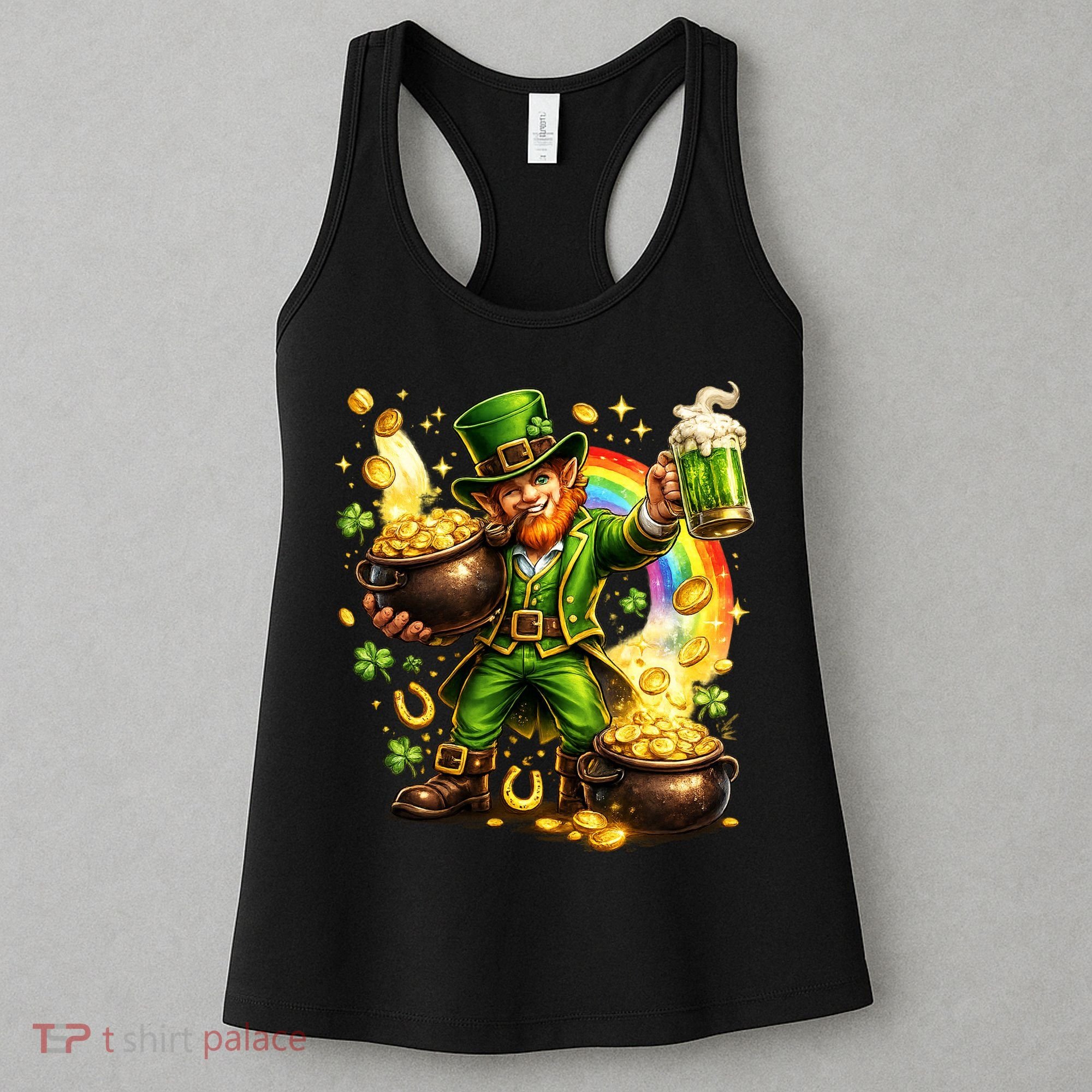 St Patricks Day Irish Leprechaun Pot Of Gold Women's Tank Top