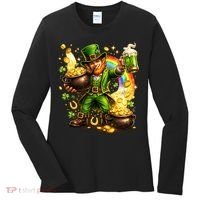 St Patricks Day Irish Leprechaun Pot Of Gold Women's Long Sleeve Shirt thumb 0
