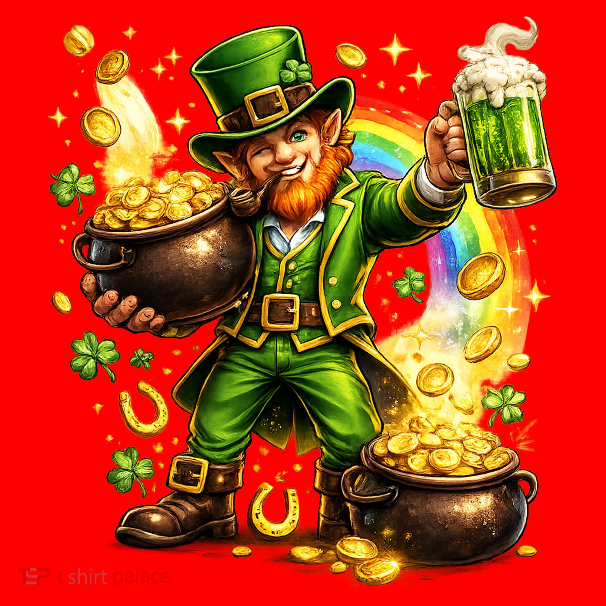 St Patricks Day Irish Leprechaun Pot Of Gold Santa Hat