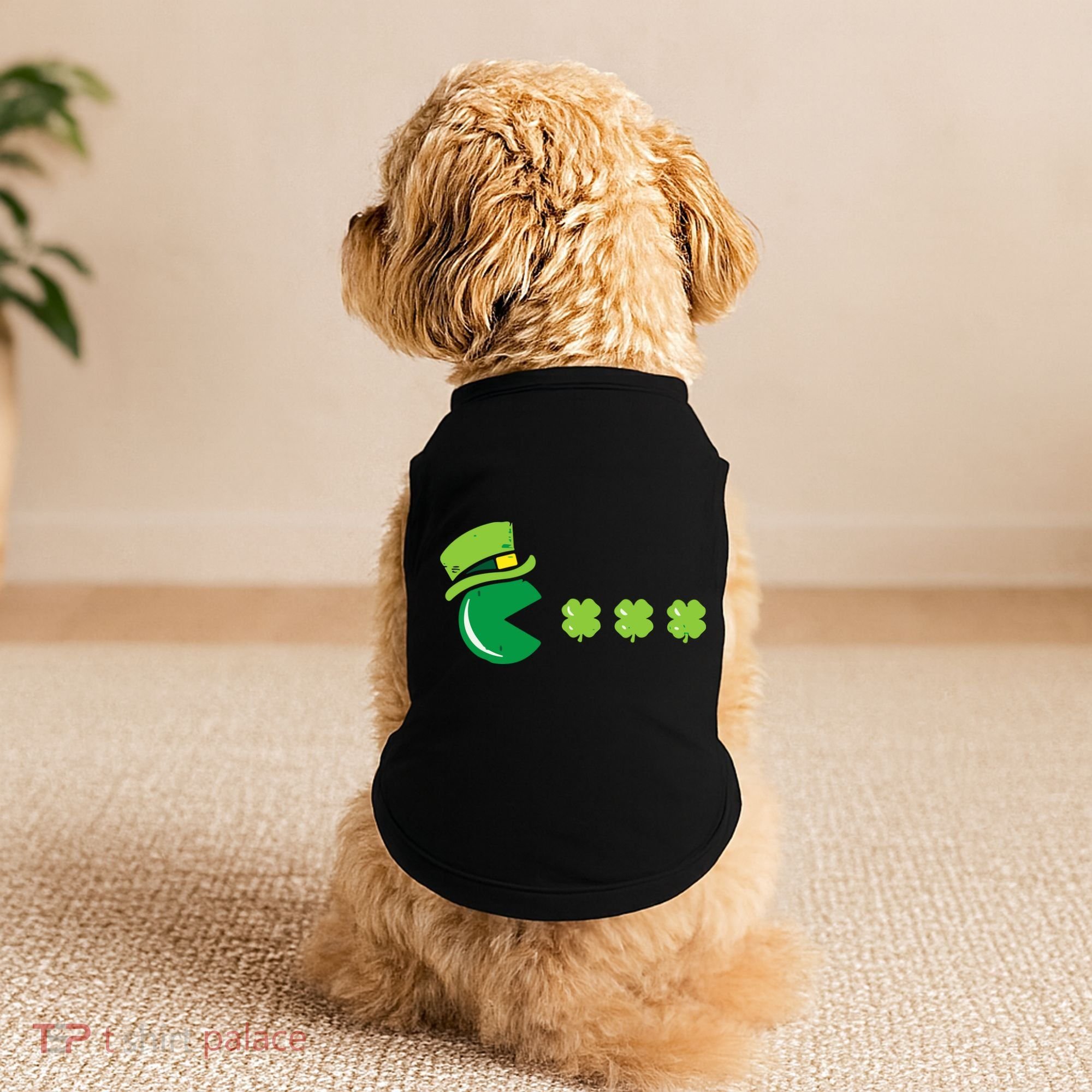 St Patricks Day Eating Shamrock Retro Gamer Doggie Tank