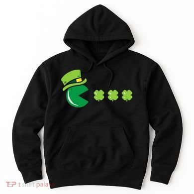 St Patricks Day Eating Shamrock Retro Gamer Hoodie