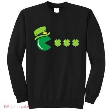 St Patricks Day Eating Shamrock Retro Gamer Sweatshirt