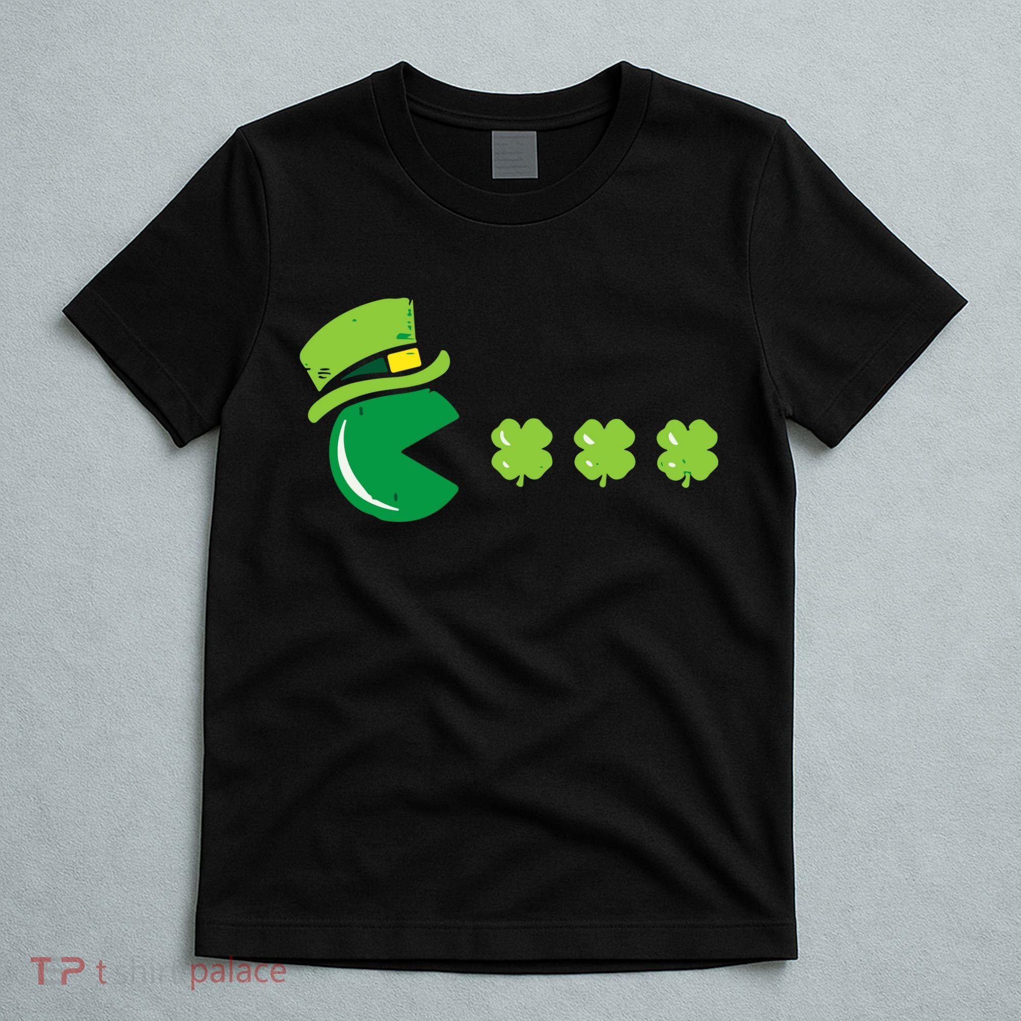 St Patricks Day Eating Shamrock Retro Gamer T-Shirt