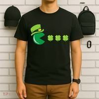 St Patricks Day Eating Shamrock Retro Gamer T-Shirt thumb 6