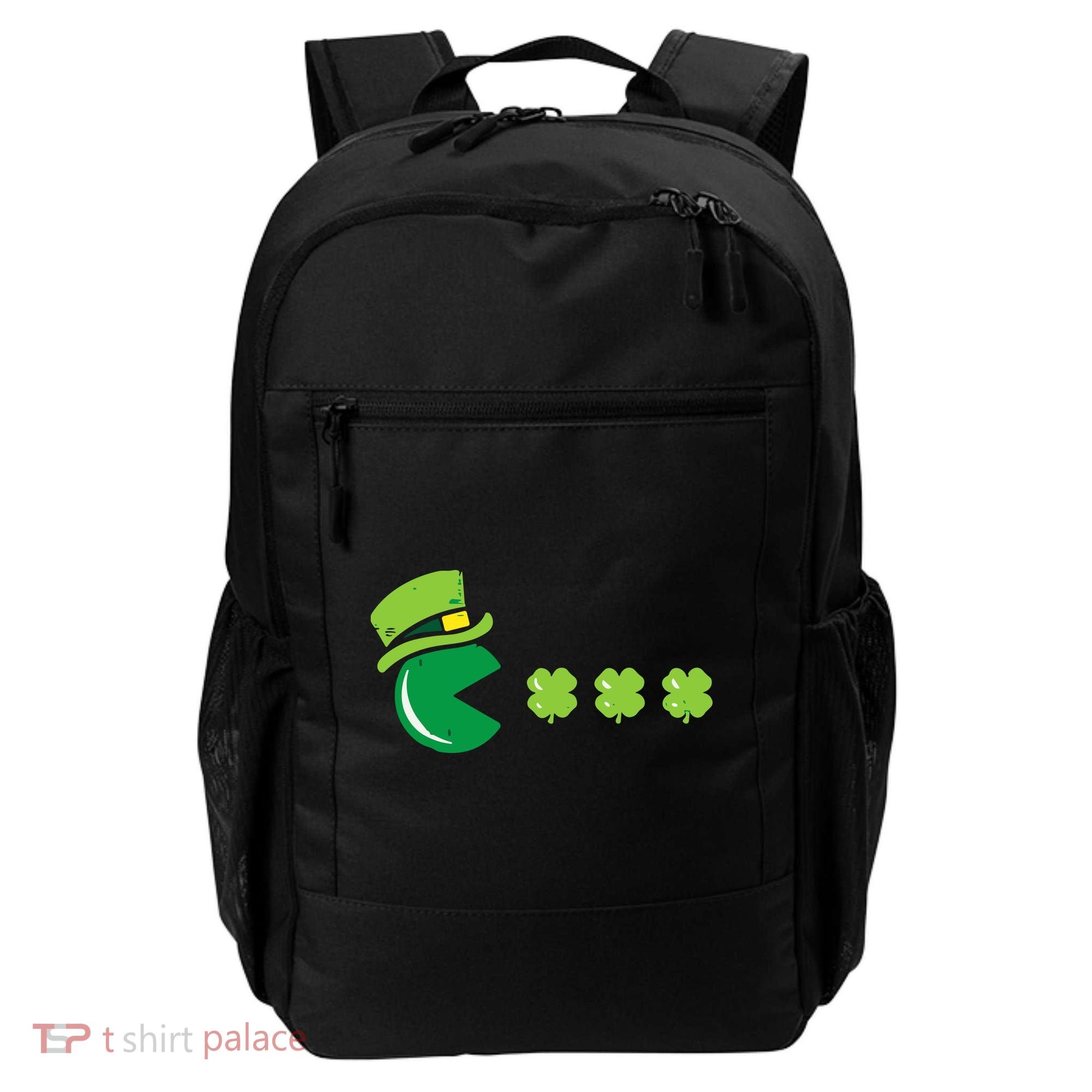 St Patricks Day Eating Shamrock Retro Gamer Backpack