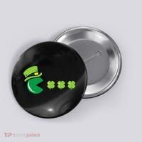 St Patricks Day Eating Shamrock Retro Gamer Button thumb 0