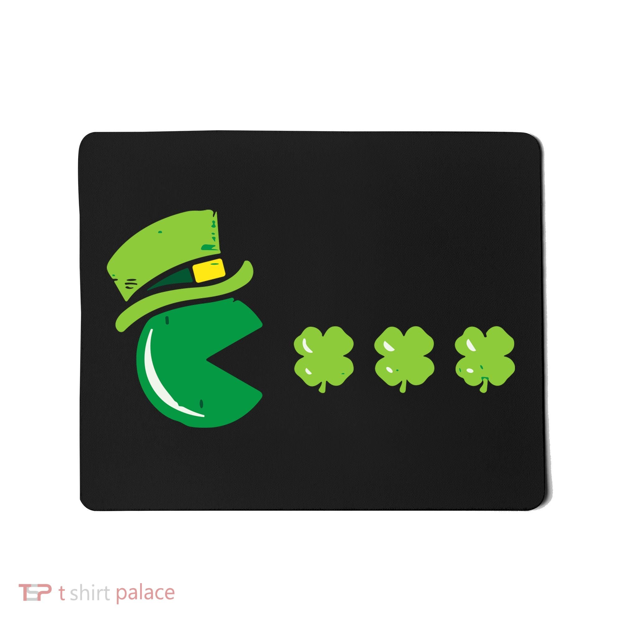 St Patricks Day Eating Shamrock Retro Gamer Mousepad