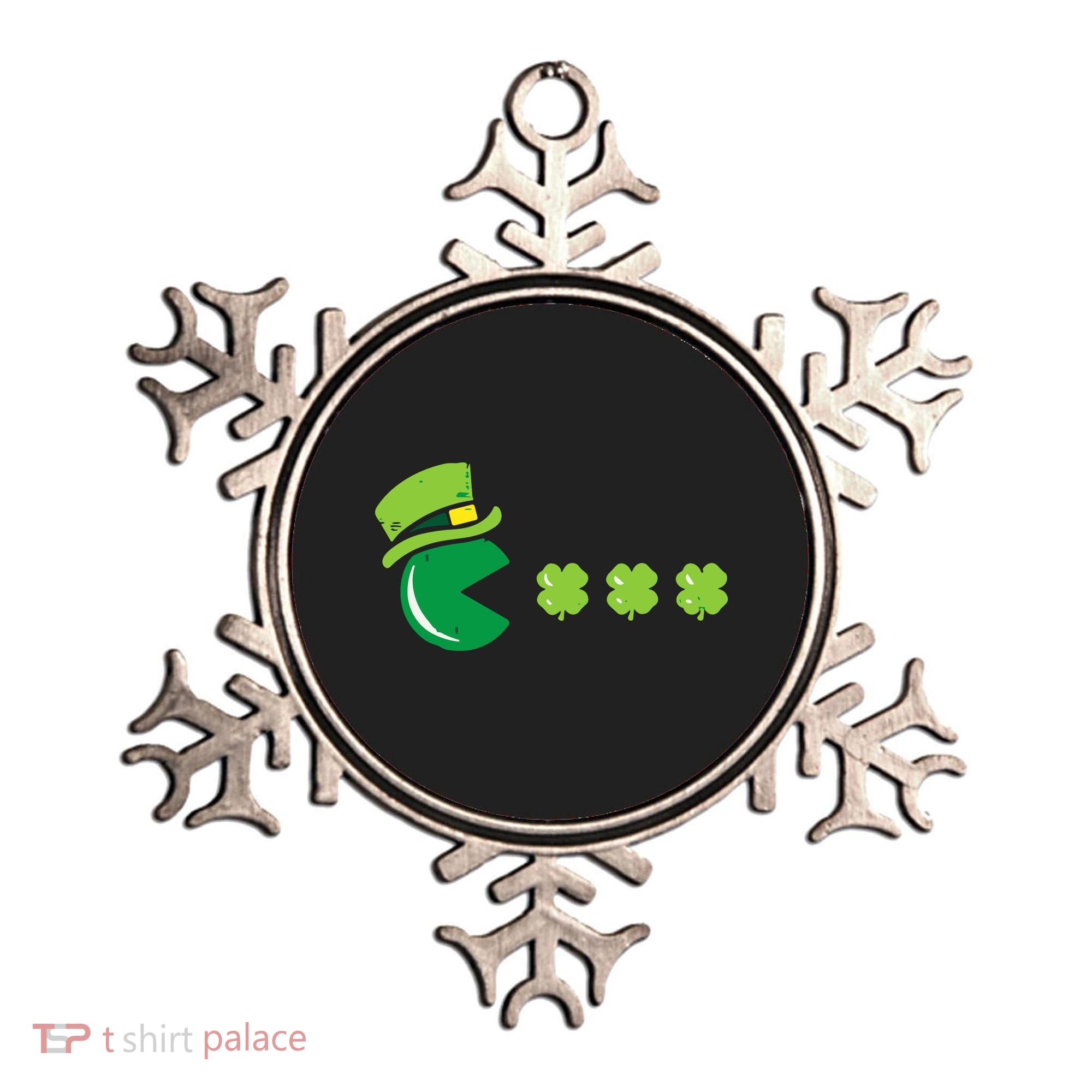 St Patricks Day Eating Shamrock Retro Gamer Ornament