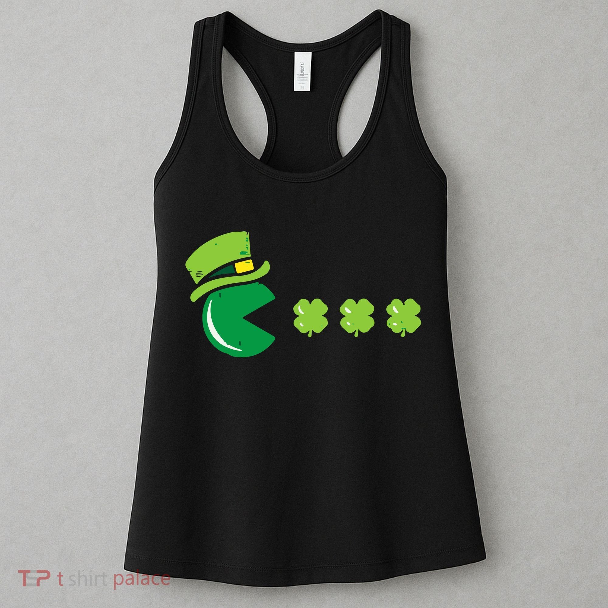 St Patricks Day Eating Shamrock Retro Gamer Women's Tank Top