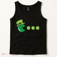 St Patricks Day Eating Shamrock Retro Gamer Tank Top thumb 2