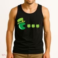 St Patricks Day Eating Shamrock Retro Gamer Tank Top thumb 3