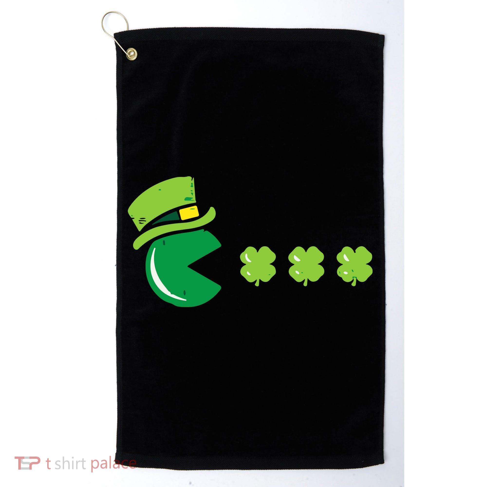 St Patricks Day Eating Shamrock Retro Gamer Golf Towel