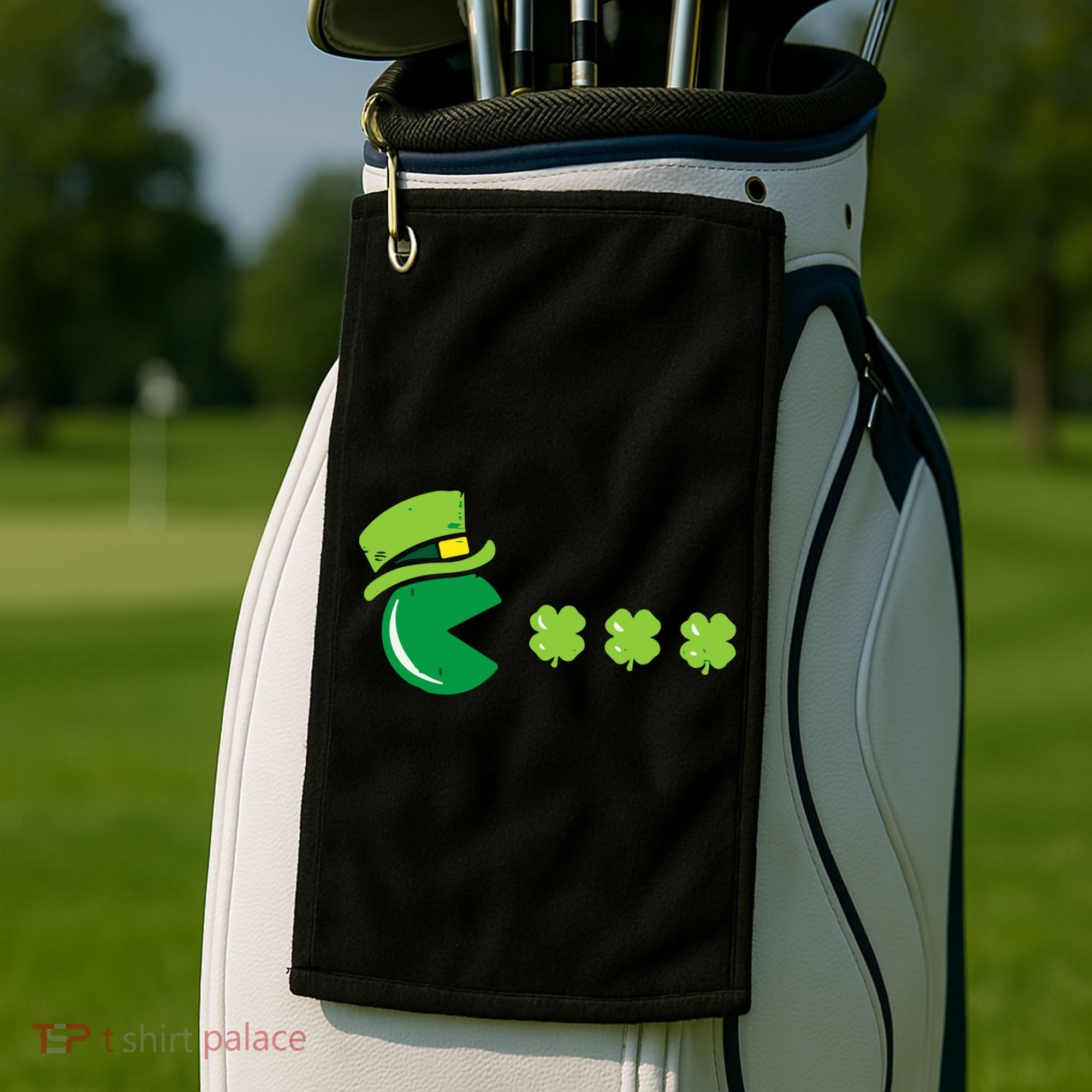 St Patricks Day Eating Shamrock Retro Gamer Golf Towel