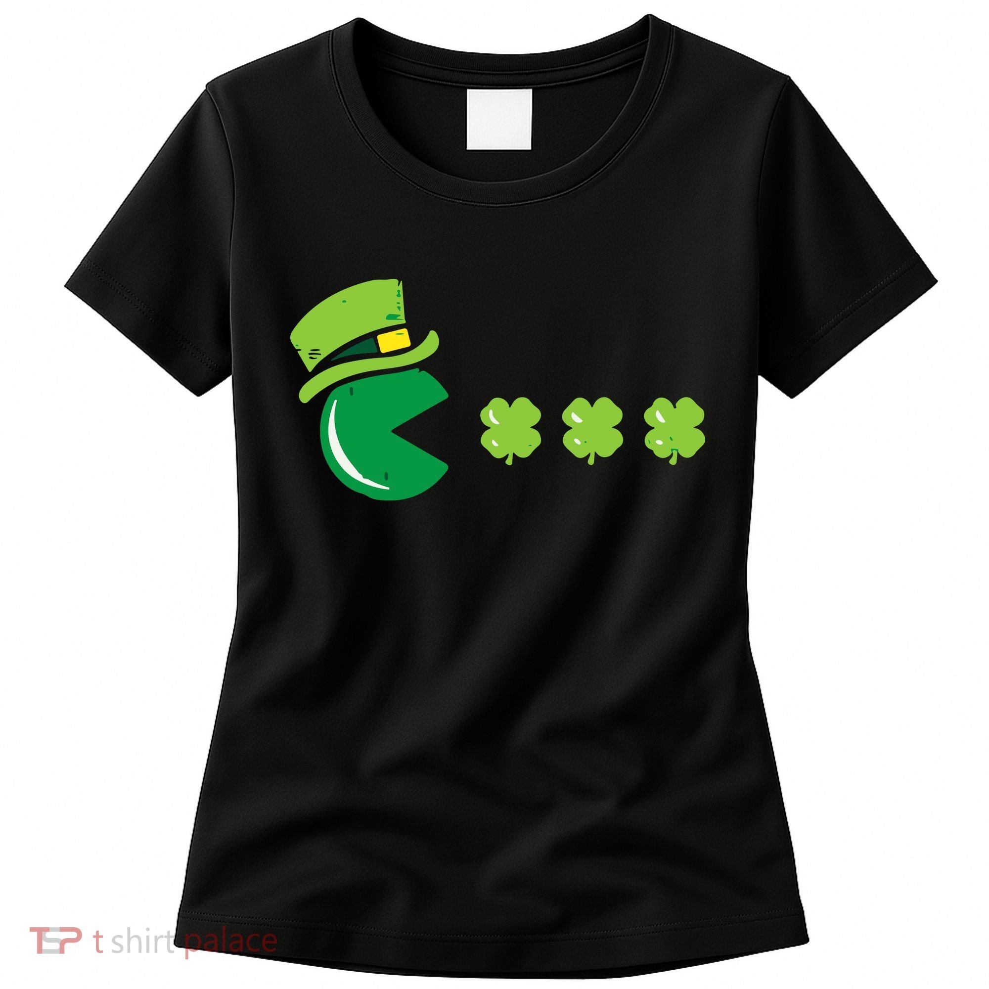 St Patricks Day Eating Shamrock Retro Gamer Women's T-Shirt