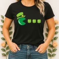 St Patricks Day Eating Shamrock Retro Gamer Women's T-Shirt thumb 2