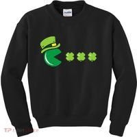 St Patricks Day Eating Shamrock Retro Gamer Kids Sweatshirt thumb 0