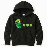 St Patricks Day Eating Shamrock Retro Gamer Kids Hoodie thumb 0