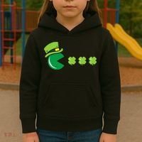 St Patricks Day Eating Shamrock Retro Gamer Kids Hoodie thumb 3