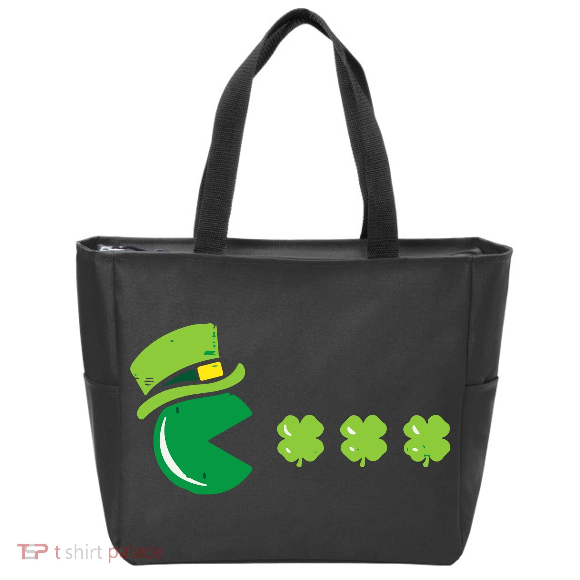 St Patricks Day Eating Shamrock Retro Gamer Tote Bag