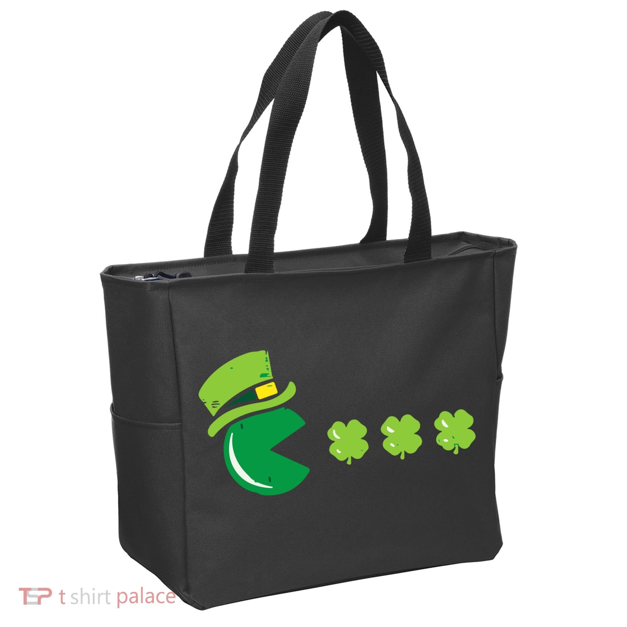 St Patricks Day Eating Shamrock Retro Gamer Tote Bag