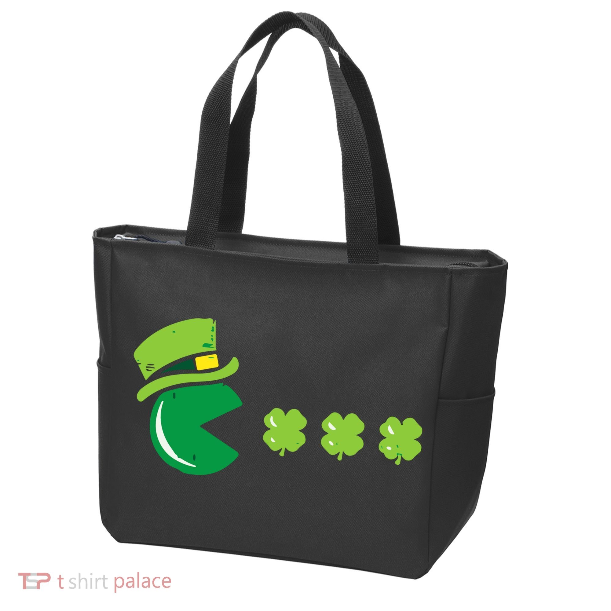 St Patricks Day Eating Shamrock Retro Gamer Tote Bag