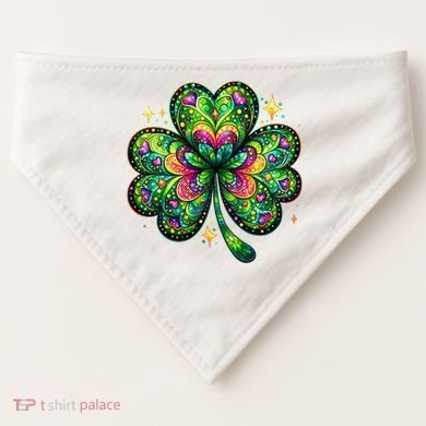 St Patricks Day Shamrock Irish Clover USA-Made Doggie Bandana