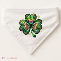 St Patricks Day Shamrock Irish Clover USA-Made Doggie Bandana thumb 0