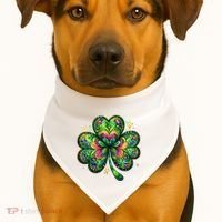 St Patricks Day Shamrock Irish Clover USA-Made Doggie Bandana thumb 1